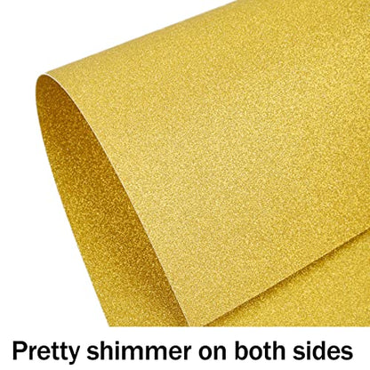 Double-Sided Gold Glitter Cardstock 8.5 x 11 24 Sheets, Goefun 100lb No-Shed Shimmer Glitter Paper for Wedding Parties, Invitations, Birthday, DIY Craft Projects, Anniversary - color: gold, size: 8.5x11