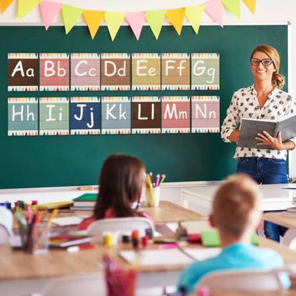 Bulletin Board Letters, ABC Alphabet Poster Classroom Decor Set, 37Pcs Preschool English Poster, Kindergarten Primary School Classroom Wall Decor, Daycare Homeschool Supplies