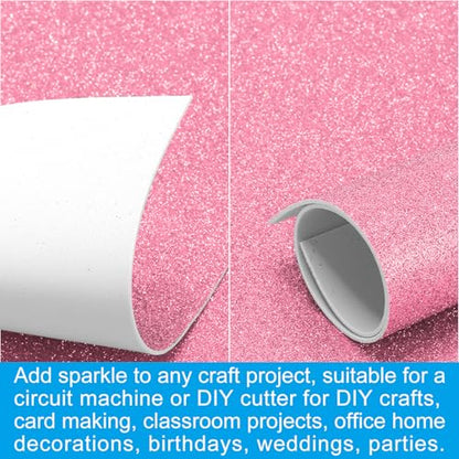 PATIKIL 2mm(1/10") Thick Adhesive Glitter Foam Sheet 16x24inch(40x60cm) Pink, EVA Shiny Foam Board for Craft, 6 Pcs - color: Pink