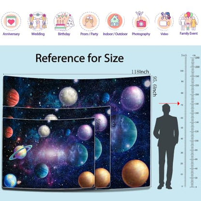 Outer Space Backdrop Starry Galaxy Banner for Baby Boys Girls Planet Theme Birthday Party, 118"x95.6" Nebula Photography Background Photoshoot Decorations Photo Studio Props Cake Table Decor - size: 118"x95.6"