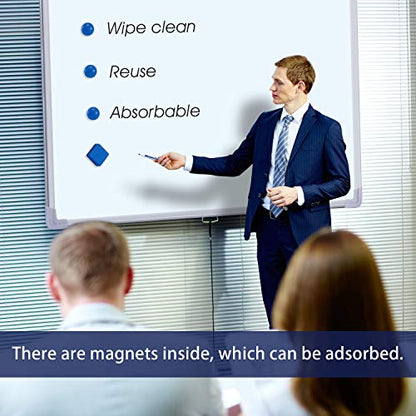 Favourde 48 Pack Magnetic Whiteboard Dry Erase Erasers Chalkboard Cleansers for Classroom, Home and Office (Blue) - color: Blue