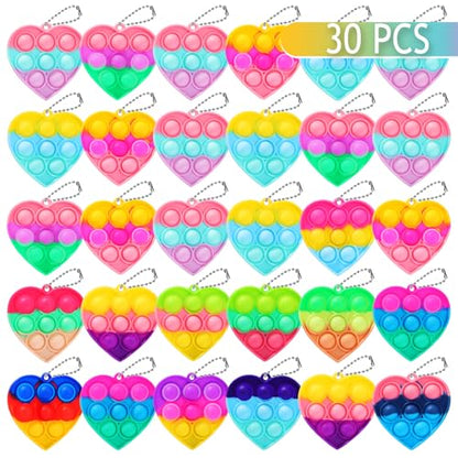30PCS Party Favors for Kids,Bulk Fidget Toys, Birthday Party Toys, Small Classroom Prizes Box Fidgets Toys for Kids Toddlers Adult, Goodie Bag Stuffers, Treasure Chest, Bubbles Poppers (Heart) - style: Heart-30