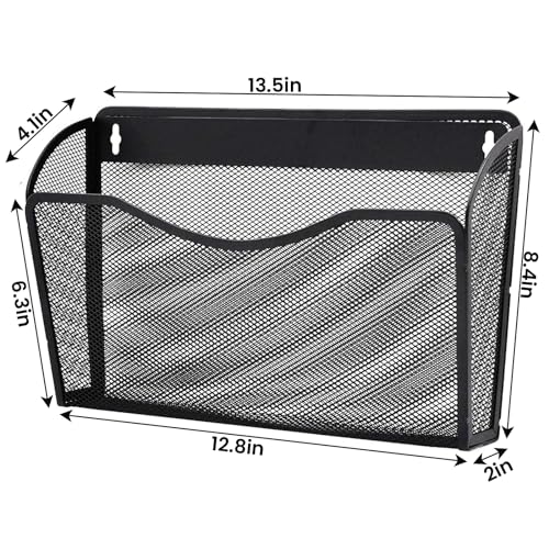 Gawerk 3 Pack Wall File Organizer, Mesh Wall File Pocket Mail Organizer Hanging Metal Vertical Wall Mounted File Holder for Office/Home - size: 3 Pack Wall Mounted
