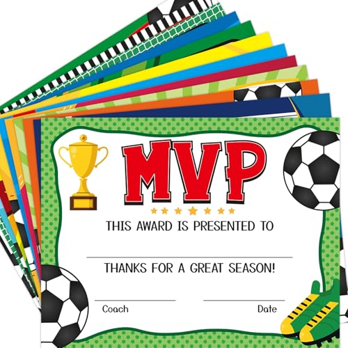 Ceiba Tree Soccer Achievement Award Certificates 40Pcs End of Season Soccer Team Sport Game Ceremony Award School Team Student Rewards