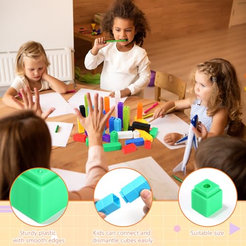 200 Pcs Purple Linking Cubes for Math Counting Cubes Manipulatives Plastic Counting Block Manipulative Classroom Learning Supplies for Educational Preschool Activities Boy Girl (Purple) - color: Purple