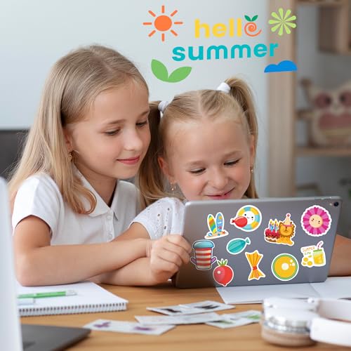 OHOME Summer Stickers | 100 PCS Hawaiian Beach Stickers for Kids - Vinyl Summer Games Toys Gifts Activities Party Favors Supplies - Tropical Crafts Bulk for Classroom Home - Travel Essential for Kids - style: Summer