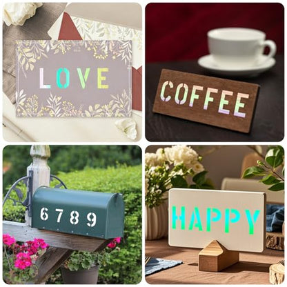 4 Inch Letter and Number Stencils Symbol Numbers Craft Stencils, 48 Pcs Reusable Alphabet Templates Interlocking Stencil Kit for Painting on Wood, Wall, Fabric, Rock, Sign, DIY Art Projects - style: 4 inch