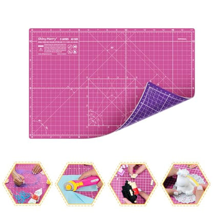 Self Healing Cutting Mat A3 12"x18" – Double Sided 5-Ply Craft Mat for Sewing, Quilting, Fabric, Scrapbooking – Pink/Purple - color: Pink, size: A3 (12" x 18")