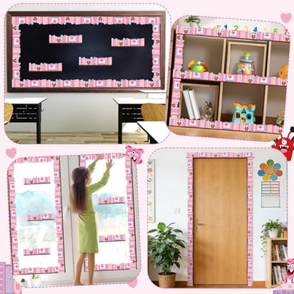BeYumi Monster Bookshelf Border Trim - 65ft Back to School Monster Pink Books Rolled Border Trim Fun Monsters Pink Bookshelf Bulletin Board Set Library Classroom Office Chalkboard Party Decoration - style: Monster Pink Bookshelf