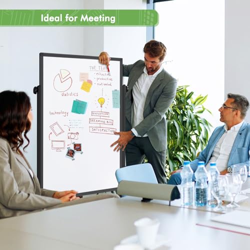 Rolling Whiteboard on Wheels, 32x48 Inches Double-Sided Magnetic Dry Erase Board with Stand, Height Adjustable Mobile White Board Easel for Classroom Home Office Black - style: Black
