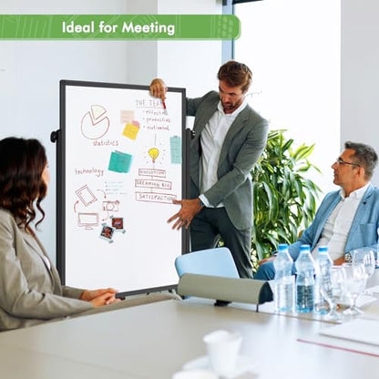 Rolling Whiteboard on Wheels, 32x48 Inches Double-Sided Magnetic Dry Erase Board with Stand, Height Adjustable Mobile White Board Easel for Classroom Home Office Black - style: Black