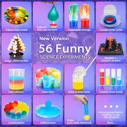 Educational Science Kit for Kids - 56 Science Lab Experiments with Lab Coat Scientist Costume, Science Kits for Kids Age 6-8-10-12, 70+ PCS DIY Stem Projects, Educational Toys for Girls Boys - color: Science Kit With 56 Experiments