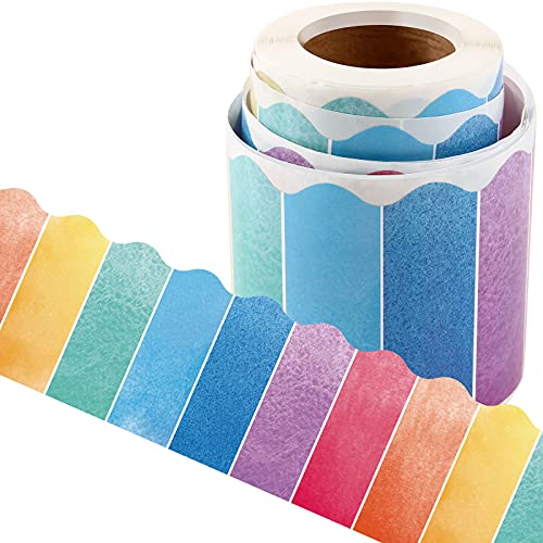 Watercolor Bulletin Board Border Trim Self Adhesive Colorful Border Trim Classroom Decorations Back to School Decorations for Bulletin Office Chalkboard Decors, 49.2 Feet