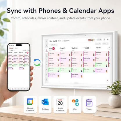 15.6" Digital Calendar, Planner Electronic Calendar & Chore Chart, Touchscreen Interactive Electronic Organizer for Monthly, Weekly & Daily Agenda, Chore Chart, Digital Photo Display, Wall & Desk Mountable