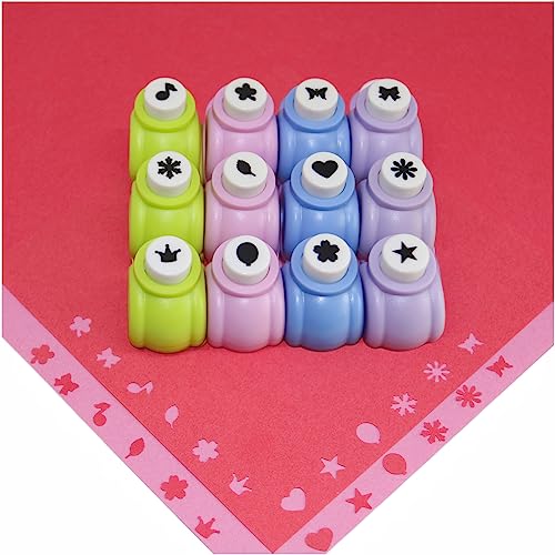 Punch Craft Set, 12 Pack Multicolored Shapes Hole Punch Great for Crafting & Fun Projects
