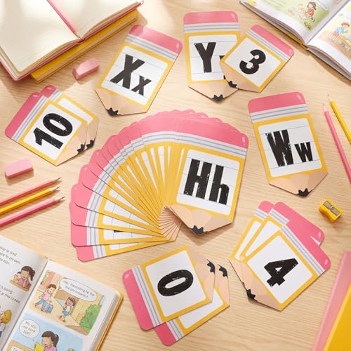 Gilprop 37 Pcs Bulletin Board Letters Educational Posters Alphabet Posters and 0-10 Number Classroom Abc Wall Decor for Kindergarten Toddler Teacher(Pencil Shape) - style: Pencil Shape