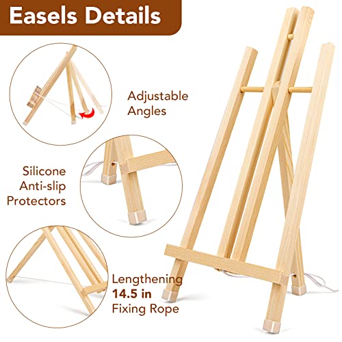 16 Pack 15 Inch Wood Easels, Easel Stand for Painting Canvases, Art, and Crafts, Tripod, Painting Party Easel, Kids Student Tabletop Easels for Painting, Portable Canvas Photo Picture Sign Holder - style: 15"-16p
