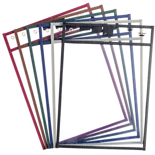 Mr. Pen- Reusable Dry Erase Pocket Sleeves, 10" x 14", 6 Pack | Sleek Dark Color, Clear Plastic Paper Sleeves, Ticket Holders, Clear Plastic Sheet Protectors, Teacher, School - color: Sleek Dark, size: 6 Pack