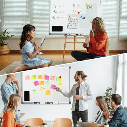 M&G Dry Erase Board Magnetic White Board for Wall, 24” x 18” Whiteboard with 2 Markers & 2 Magnets & 1 Eraser, Hanging Whiteboard with Silver Frame for Planning, Drawing, to Do List, Office Use - size: 24 X 18 Inches