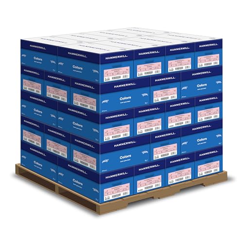 Hammermill Colored Paper, 20 lb Pink Printer Paper, 8.5 x 11-1 pallet, 40 cases (200,000 Sheets) - Made in the USA, Pastel Paper, 103382P - color: Pink, size: Pallet | 200k Sheets, style: Letter (8.5x11)