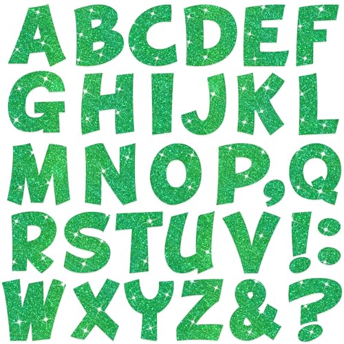 132Pcs Green Letter Stickers Glitter Bulletin Board Letters 2.5Inch 12 Sheets Large Alphabet Stickers Self Adhesive Vinyl Poster Boards Letters for Mailbox Classroom Home Decor(12,Green,2.5 Inch) - color: Green, size: 2.5 Inch