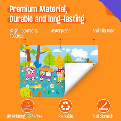 6 Pack Placemats for Kids, Non-Slip Washable Dining Mats, Reusable Cat-Themed Table Mats for Home, Kindergarten, Classroom, Nursery - style: Cat