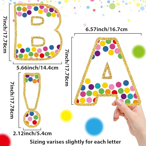 Qyeahkj 300PCS Large 7" Font Letters and Punctuation Set White with Confetti Classroom Alphabet Cutout for Bulletin Board Display Home School A Great Helper to Inspire Students' Learning Interest - style: Confetti
