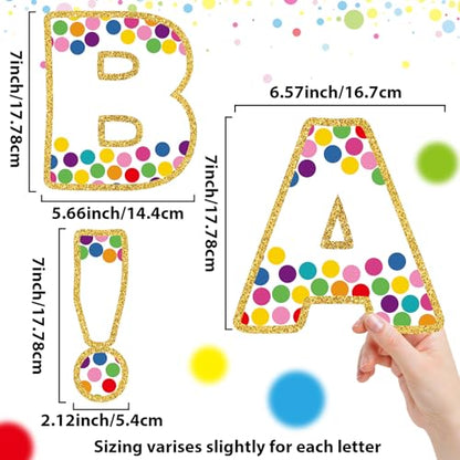 Qyeahkj 300PCS Large 7" Font Letters and Punctuation Set White with Confetti Classroom Alphabet Cutout for Bulletin Board Display Home School A Great Helper to Inspire Students' Learning Interest - style: Confetti
