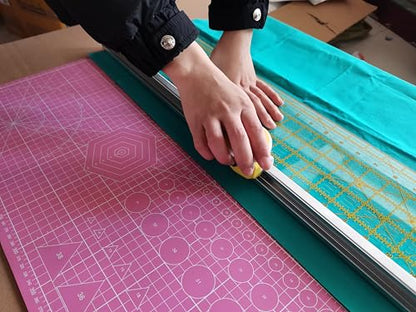 24"L x 6"W Rotary Cutter and Ruler Combo with 2Pcs Extra Blades, Fabric Cutter with Ergonomic Handle for Easy Fabric Cutting