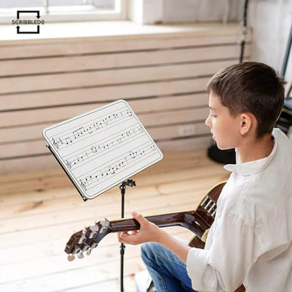 SCRIBBLEDO 24 Pack Dry Erase Music Staff White Boards 9" X 12 Inch Lapboard Double Sided Musical Notes whiteboard for Kids Students, Musicians and Home Erasers Included