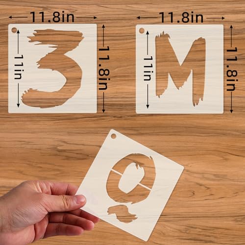 36pc Reusable Letter Stencils for Painting - Alphabet & Numbers, Spray Painting, Wood, Wall, Fabric, Rock, Chalkboard, Signage (11 inch, Cursive) - size: 11 IN