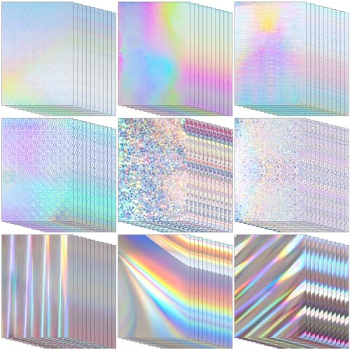 Kosiz 100 Sheets Metallic Holographic Card Stock Shiny Glitter Cardstock Iridescent Mirror Paper 8.5 x 11'' 250 GSM Thick Mixed Color Foil Paper for Scrapbook Letter Poster Craft(Multi Color) - color: Multi Color
