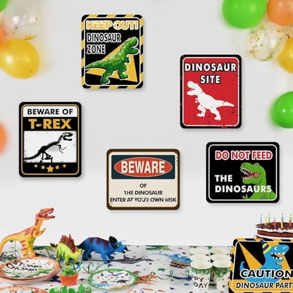 WERNNSAI 12 PCS Dinosaur Birthday Decorations - Dinosaur Party Supplies for Boys Kids Dino Birthday Funny Sign Decor for Jurassic Theme Baby Shower Holiday Party Favors Caution T-Rex Sign Wall Decor - style: Dinosaur 001