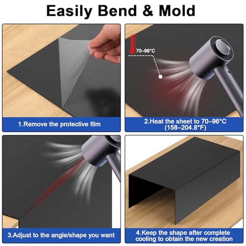 4Pack Black Thin ABS Plastic Sheet 12" x 16" x 1/16" Thick Black Rigid Thermoplastic Sheet (Upgrade Surface) 1.5MM Flexible High Tensile ABS Moldable Plastic Panel for Crafts, DIY, Signs - color: Black, size: 12" x 16" x 1/16"