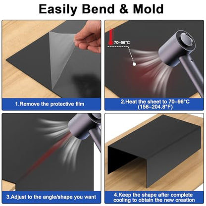 4Pack Black ABS Plastic Sheet 8" x 12" x 1/8" Thick Black Rigid Thermoplastic Sheet (Upgrade Surface) 3MM Flexible High Tensile ABS Moldable Plastic Panel for Crafts, DIY, Signs - color: Black, size: 8" x 12" x 1/8"