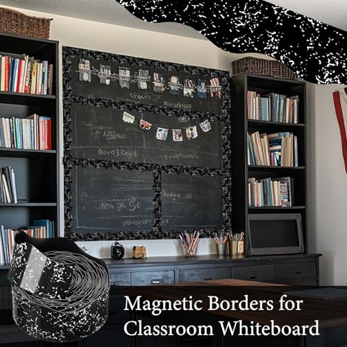 Tellegloww 36 ft Scalloped Magnetic Border Magnetic Border for Whiteboard Bulletin Board Borders Reusable Rolled Borders Trim for Office Chalkboard(Composition Notebook) - style: Composition Notebook