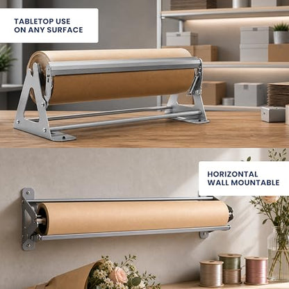 DIY Crew 12 Inch Paper Roll Dispenser and Cutter - Heavy-Duty Wall Mountable, Non Slip Tabletop - Kraft, Freezer, Butcher Paper - Up to 1000ft Rolls - color: Silver, size: 12"