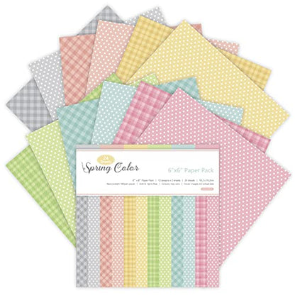 24 Sheets 6"x6" Pink Spring Scrapbook Paper - Single-Sided Pattern Decorative Paper | Scrapbook Supplies & Card Making Supplies for DIY Album, Hand Account & Travel Diary Craft Projects