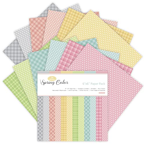 24 Sheets 6"x6" Pink Spring Scrapbook Paper - Single-Sided Pattern Decorative Paper | Scrapbook Supplies & Card Making Supplies for DIY Album, Hand Account & Travel Diary Craft Projects