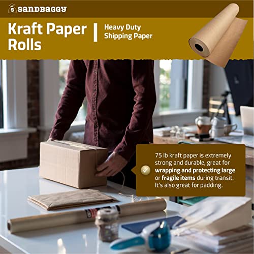 Durable Kraft Paper Rolls - 75 lb. Recycled Brown Paper by Sandbaggy - size: 1 roll - 3 ft x 475 feet/roll (1425 sq ft)