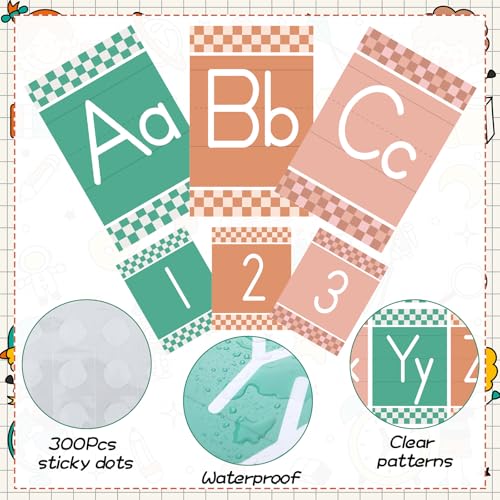 Gilprop 37 Pcs Bulletin Board Letters Educational Posters Alphabet Posters and 0-10 Number Classroom ABC Wall Decor for Kindergarten Toddler Teacher(Checkered) - style: Checkered