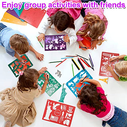 Stencils for Kids,35 PCS Drawing Stencils Templates Kids Reusable Plastic Stencils with Variety of Themes/Shapes,Girls Boys Christmas Birthday Gift - color: Multi 35PCS