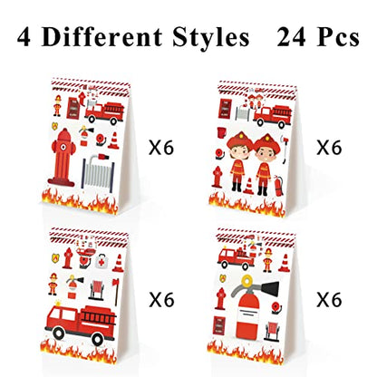 24pcs Firetruck Goodie Bags Fire Truck Birthday Party Supplies Firefighter Party Supplies Firetruck Birthday Decorations - style: firetruck