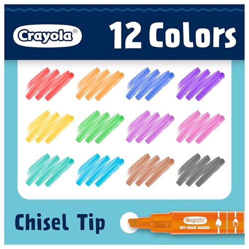 Crayola Take Note Dry Erase Markers for School (12ct) Teacher Classroom Supplies, Chisel Tip Whiteboard Markers, Must Haves - size: 12Count, style: Dry Erase Markers