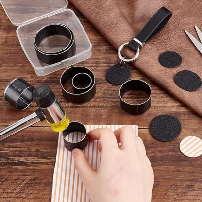 PH Padahall Leather Hole Punch Die Round, 8pcs Hole Hollow Punch 20 25 30 35 40 45 50 55mm High Carbon Steel Circle Cutter Tool Cutting Leather Hole Punch Set for Belts EVA Foam Fiber Board Clay Craft - color: Round, size: 8 Sizes (20-55mm)