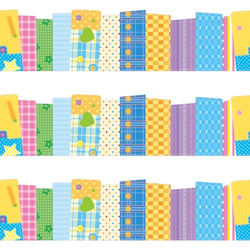 72 Feet Colorful Bulletin Board Borders Rainbow Board Border Irregular Fabric Grid Pattern Borders Classroom Decoration for Back to School Home Office Wall Décor - color: Colorful