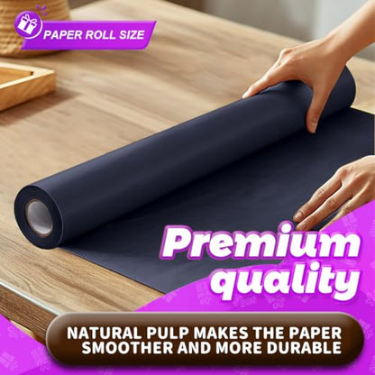 PerkHomy Navy Blue Kraft Paper Roll 17.5" x 760" (63') for Gift Wrapping Bouquet Flower Art Painting Craft Writing Packaging Shipping 80GSM 55LB (Navy Blue, 17.5" x 63') - color: Navy Blue, size: 17.5" x 760"