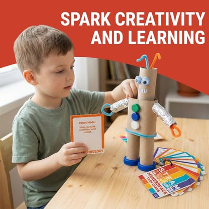 4 1/2" x 5 1/2" Grades K-2 STEM Makerspace Laminated Cardstock Task Cards on Ring