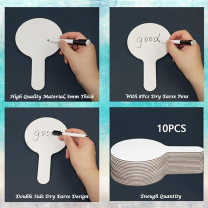 18Pcs Dry Erase Answer Paddles with Markers Thickened Handheld Double Sided Paddles Mini White Boards Small Dry Erase Signs Auction Paddles for Students Classroom Bidding Voting Games - color: 18pcs