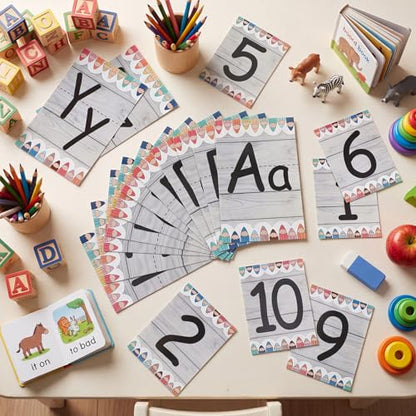 Gilprop 37 Pcs Bulletin Board Letters Educational Posters Alphabet Posters and 0-10 Number Classroom Abc Wall Decor for Kindergarten Toddler Teacher(Wood Grain) - style: Wood Grain